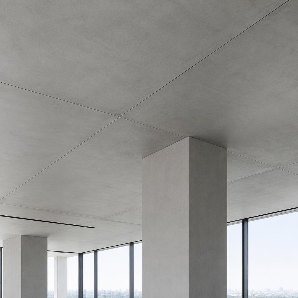 Smooth exposed concrete ceiling and column