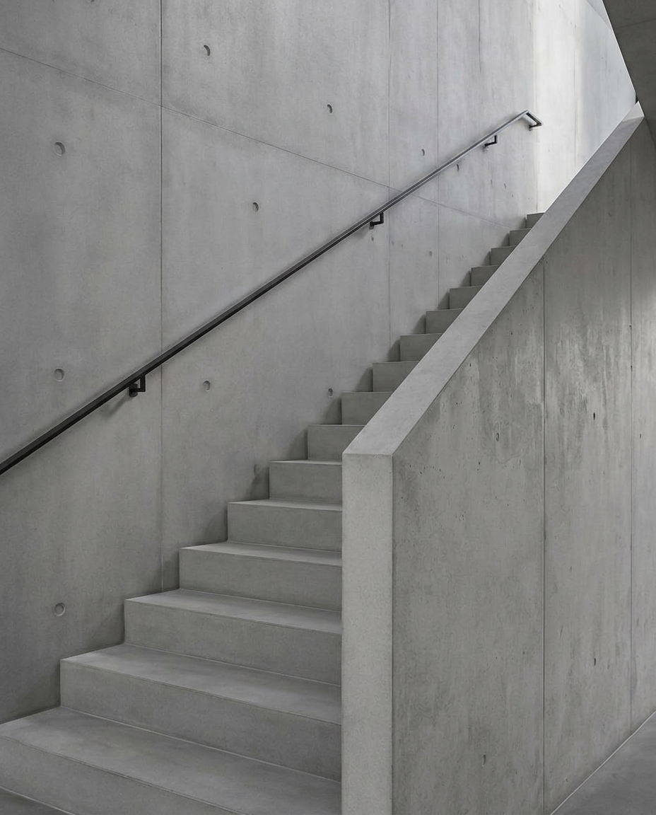 Clean exposed concrete staircase